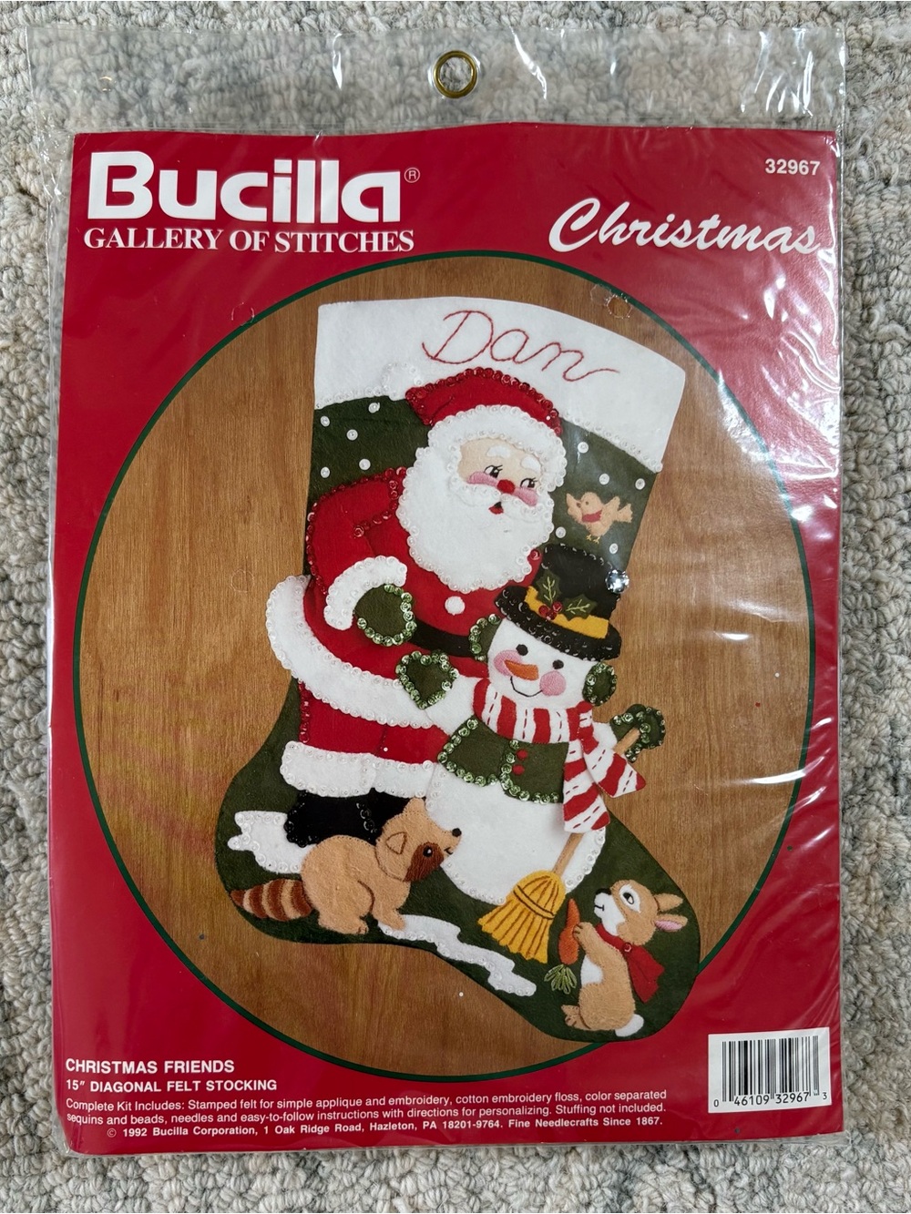 Vintage Bucilla Felt Stocking Craft Kit NWT Snowman & Santa Christmas 32967